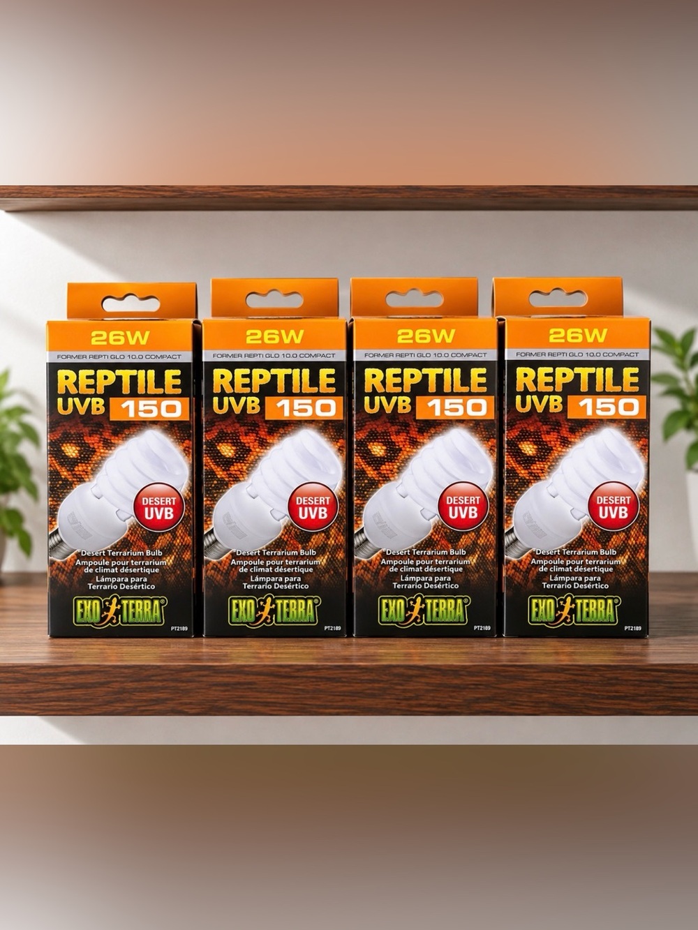 Exo Terra Repti Glo 10.0 Compact UVB 150 26W Desert Terrarium Bulbs Lot of 4